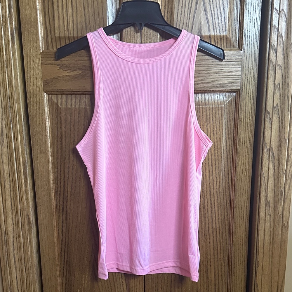 SHEIN Light Pink Ribbed Tank Top for Men